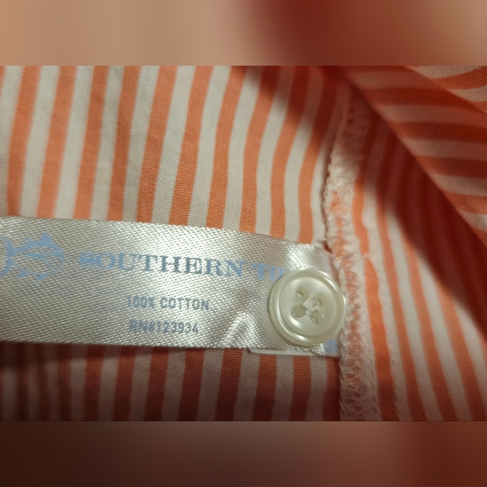 NWT Southern Tide Cam Stripe Poplin Long Sleeve Button Dress: Color- Conch Shell - Picture 15 of 16